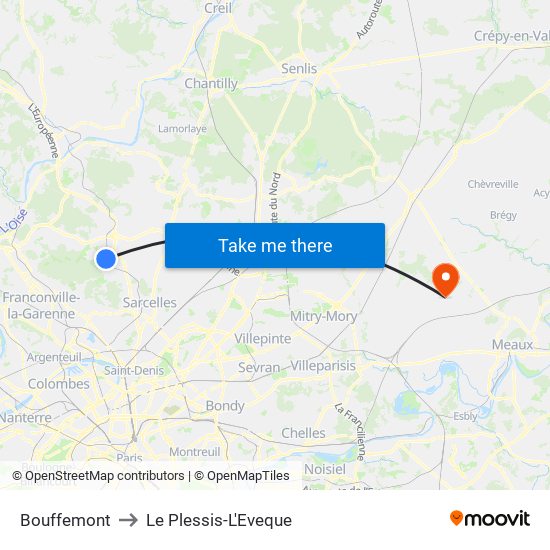Bouffemont to Le Plessis-L'Eveque map