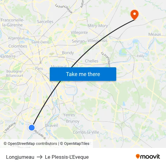 Longjumeau to Le Plessis-L'Eveque map