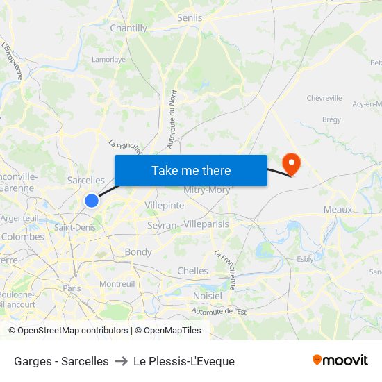 Garges - Sarcelles to Le Plessis-L'Eveque map
