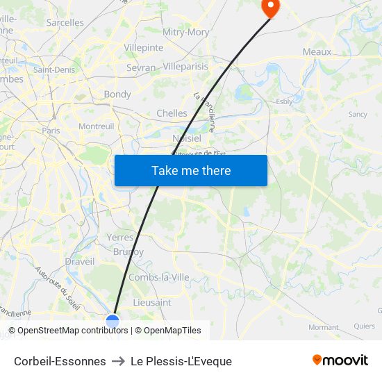 Corbeil-Essonnes to Le Plessis-L'Eveque map