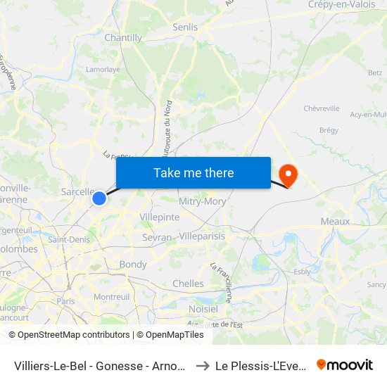 Villiers-Le-Bel - Gonesse - Arnouville to Le Plessis-L'Eveque map