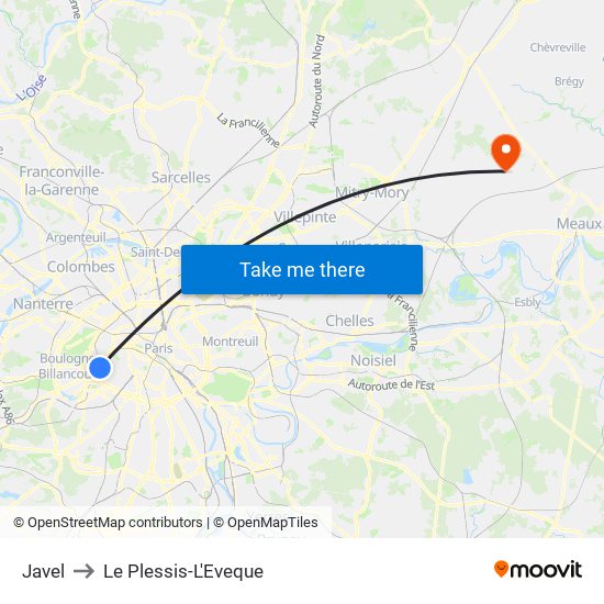 Javel to Le Plessis-L'Eveque map