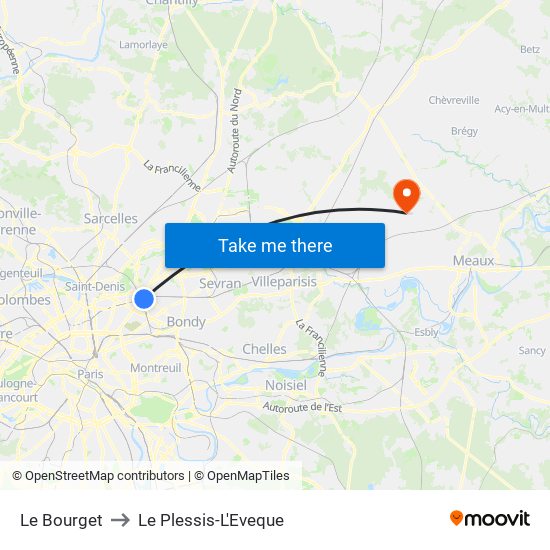 Le Bourget to Le Plessis-L'Eveque map