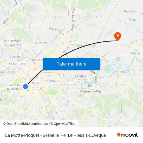La Motte-Picquet - Grenelle to Le Plessis-L'Eveque map