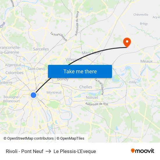 Rivoli - Pont Neuf to Le Plessis-L'Eveque map