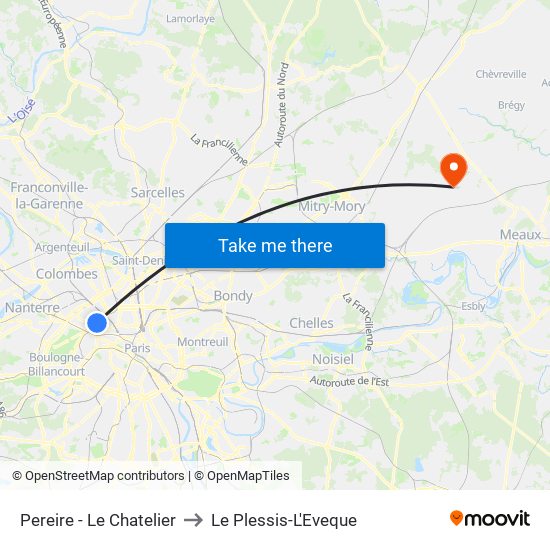 Pereire - Le Chatelier to Le Plessis-L'Eveque map