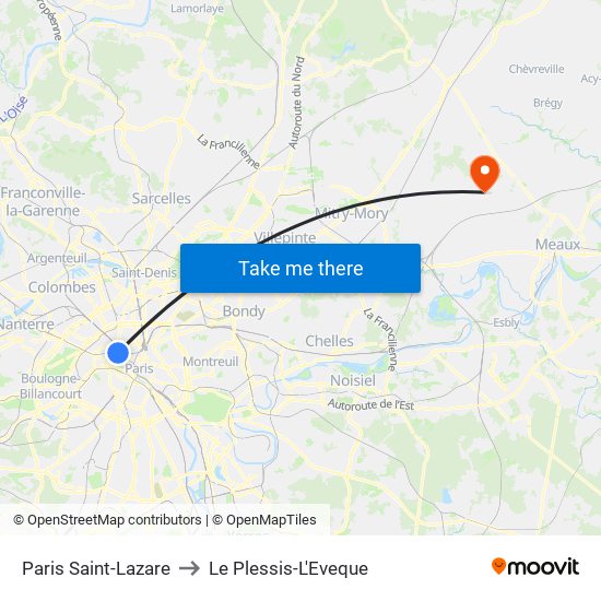 Paris Saint-Lazare to Le Plessis-L'Eveque map