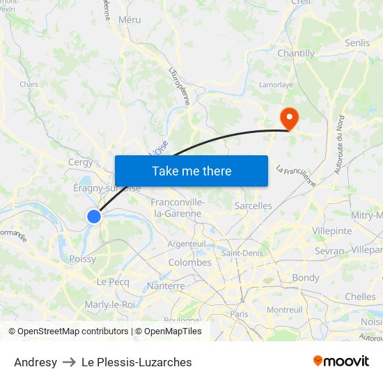 Andresy to Le Plessis-Luzarches map