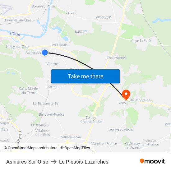 Asnieres-Sur-Oise to Le Plessis-Luzarches map