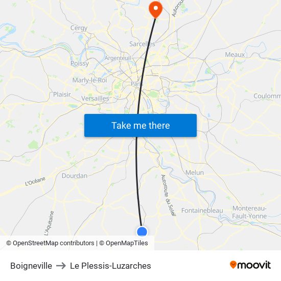 Boigneville to Le Plessis-Luzarches map