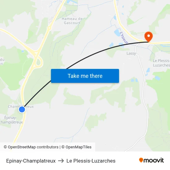 Epinay-Champlatreux to Le Plessis-Luzarches map