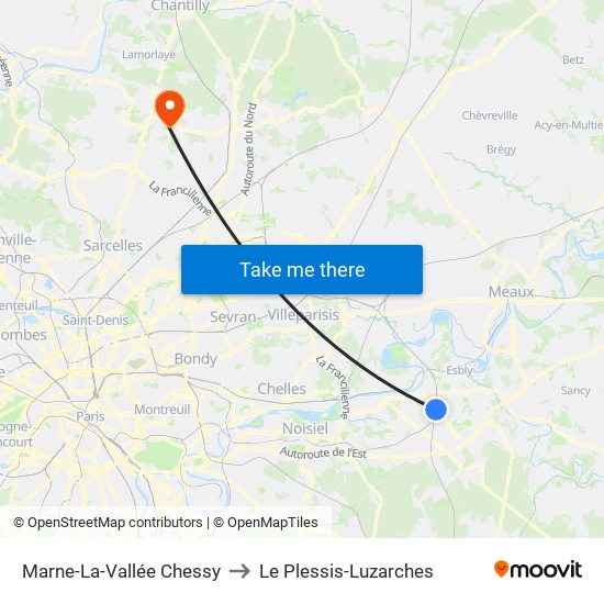 Marne-La-Vallée Chessy to Le Plessis-Luzarches map