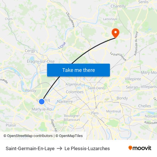 Saint-Germain-En-Laye to Le Plessis-Luzarches map