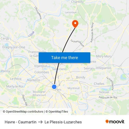 Havre - Caumartin to Le Plessis-Luzarches map