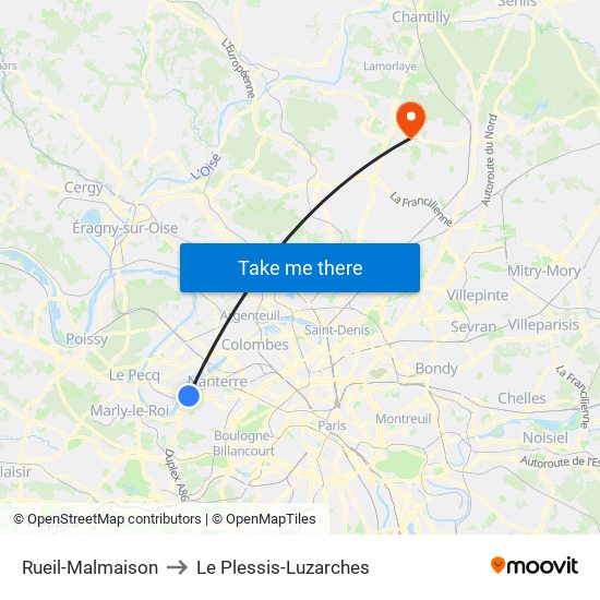 Rueil-Malmaison to Le Plessis-Luzarches map