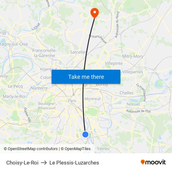 Choisy-Le-Roi to Le Plessis-Luzarches map