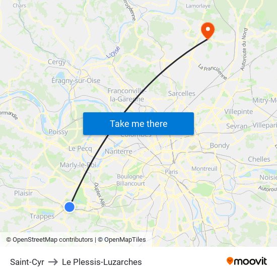 Saint-Cyr to Le Plessis-Luzarches map