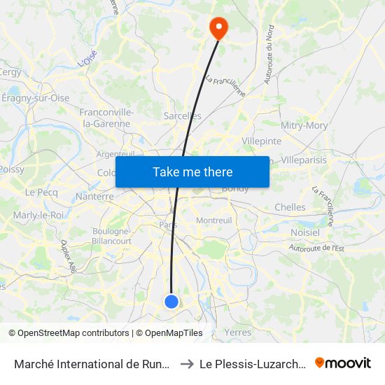 Marché International de Rungis to Le Plessis-Luzarches map