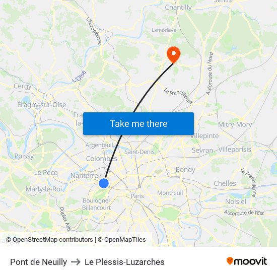 Pont de Neuilly to Le Plessis-Luzarches map