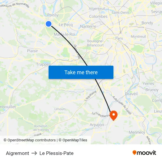 Aigremont to Le Plessis-Pate map