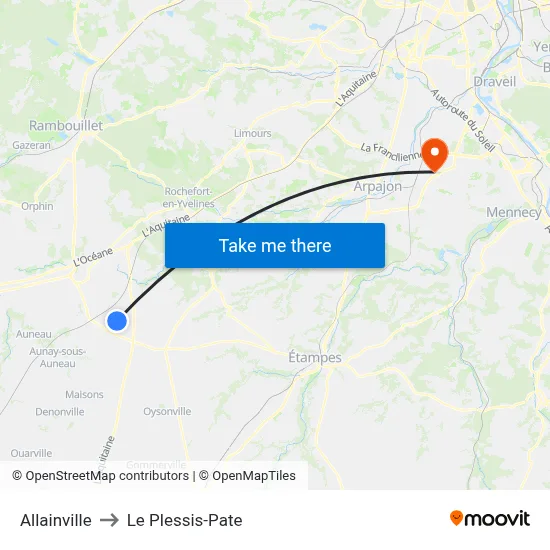 Allainville to Le Plessis-Pate map