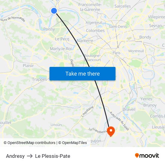 Andresy to Le Plessis-Pate map