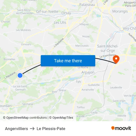Angervilliers to Le Plessis-Pate map