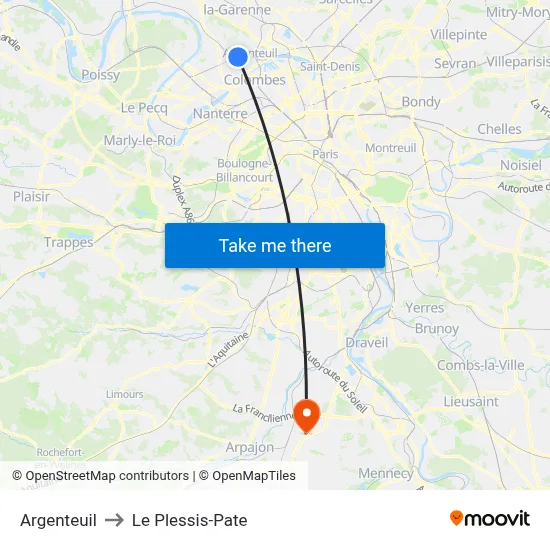 Argenteuil to Le Plessis-Pate map