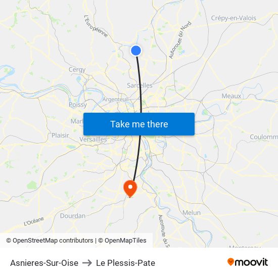 Asnieres-Sur-Oise to Le Plessis-Pate map