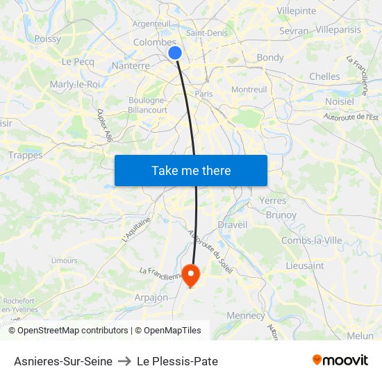 Asnieres-Sur-Seine to Le Plessis-Pate map