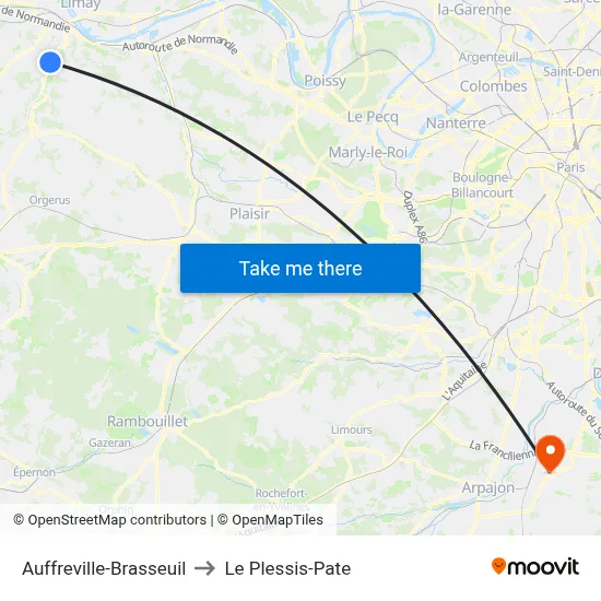 Auffreville-Brasseuil to Le Plessis-Pate map