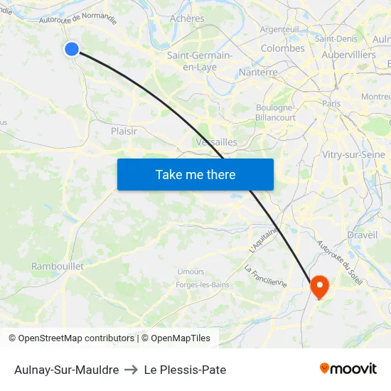 Aulnay-Sur-Mauldre to Le Plessis-Pate map