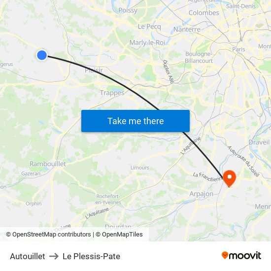 Autouillet to Le Plessis-Pate map