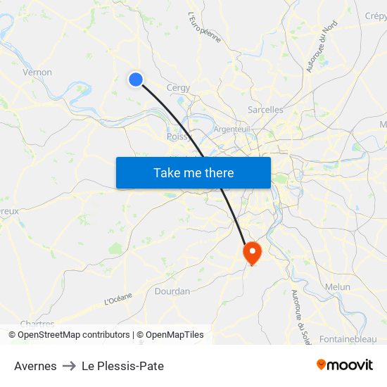 Avernes to Le Plessis-Pate map