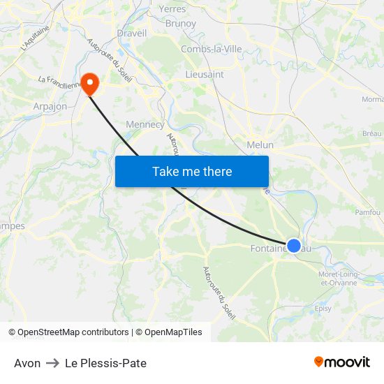 Avon to Le Plessis-Pate map