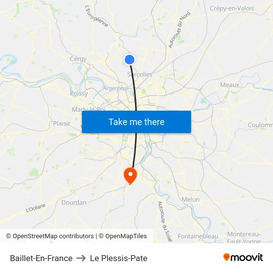 Baillet-En-France to Le Plessis-Pate map