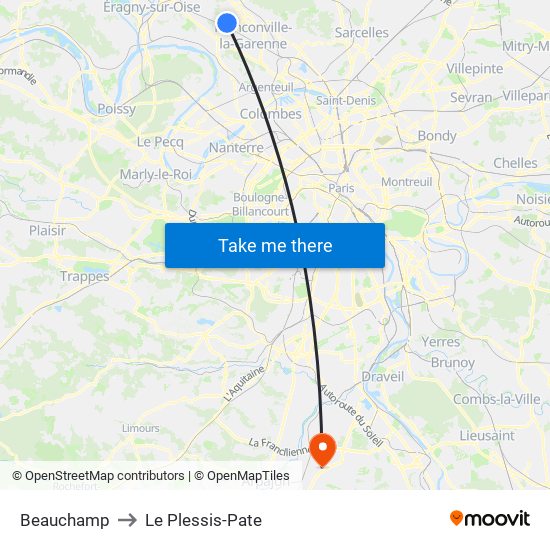 Beauchamp to Le Plessis-Pate map