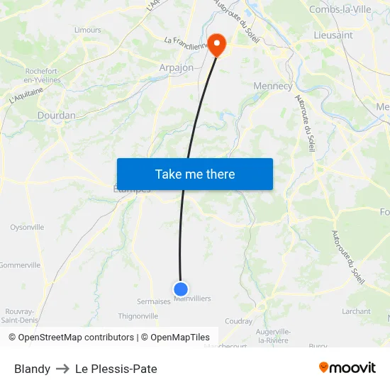 Blandy to Le Plessis-Pate map