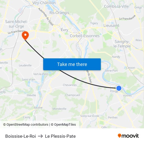 Boissise-Le-Roi to Le Plessis-Pate map