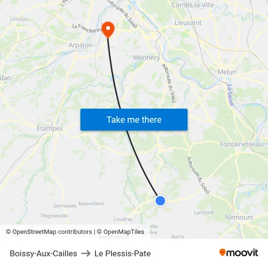 Boissy-Aux-Cailles to Le Plessis-Pate map