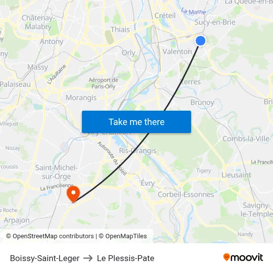 Boissy-Saint-Leger to Le Plessis-Pate map