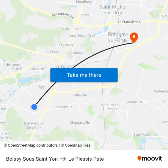 Boissy-Sous-Saint-Yon to Le Plessis-Pate map