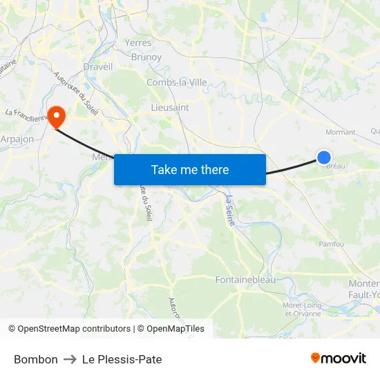 Bombon to Le Plessis-Pate map