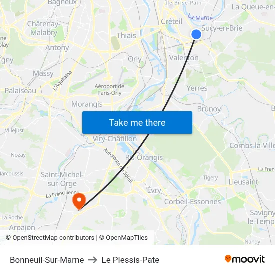 Bonneuil-Sur-Marne to Le Plessis-Pate map