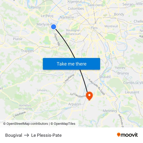 Bougival to Le Plessis-Pate map