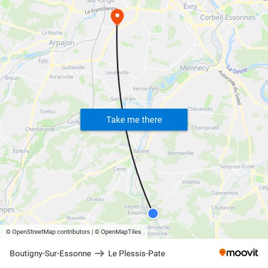 Boutigny-Sur-Essonne to Le Plessis-Pate map