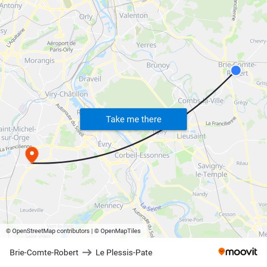 Brie-Comte-Robert to Le Plessis-Pate map