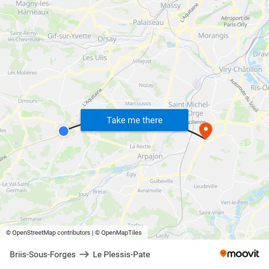 Briis-Sous-Forges to Le Plessis-Pate map