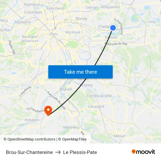 Brou-Sur-Chantereine to Le Plessis-Pate map