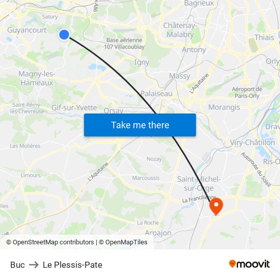 Buc to Le Plessis-Pate map